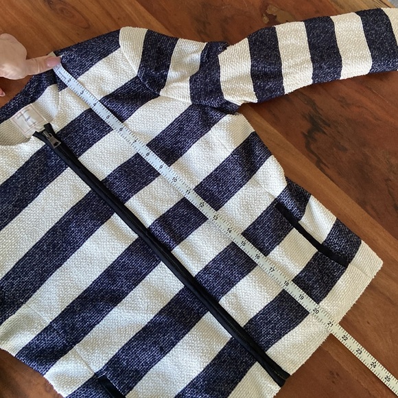 Gap navy blue cream striped slub knit jacket americana nautical fall layer 4 - Picture 11 of 16